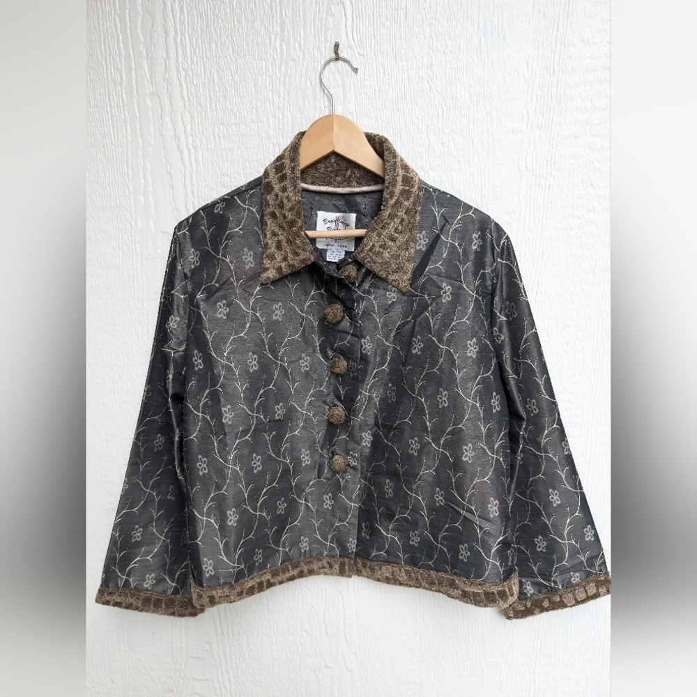 Vtg Broadway Vintage Collection Faux Fur Collar Buttons Jacket Women's One Size